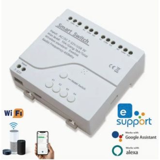   WiFi 4-csatornás intelligens kapcsoló modul AC 7-32V váltakózó, illetve USB 5V egyen feszültségről is működtethető