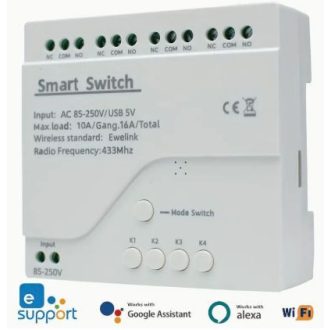   WiFi 4-csatornás intelligens kapcsoló modul AC 85-250V működtetéssel (Fehér)